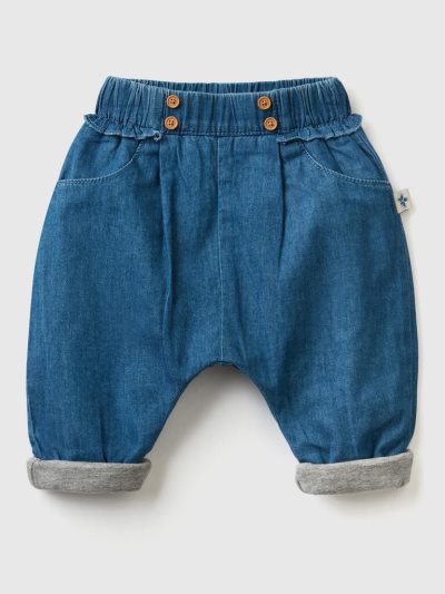 Kids' Benetton Loose Fit Pure Cotton Trousers Blue | NZ369612