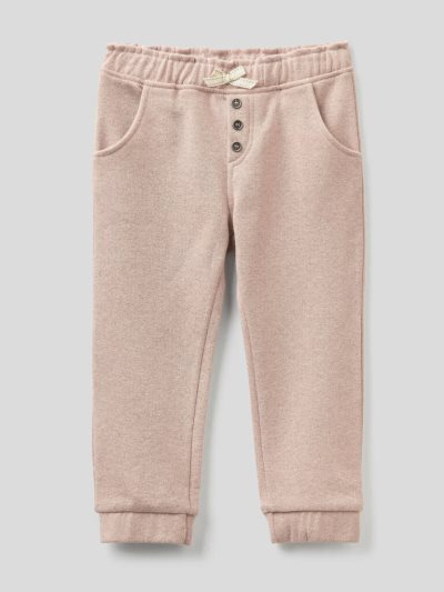 Kids' Benetton Lurex And Bow Sweatpants Soft Pink | NZ712042