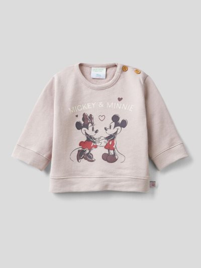 Kids' Benetton Mickey & Friends 100% Cotton Sweatshirt Soft Pink | NZ406536