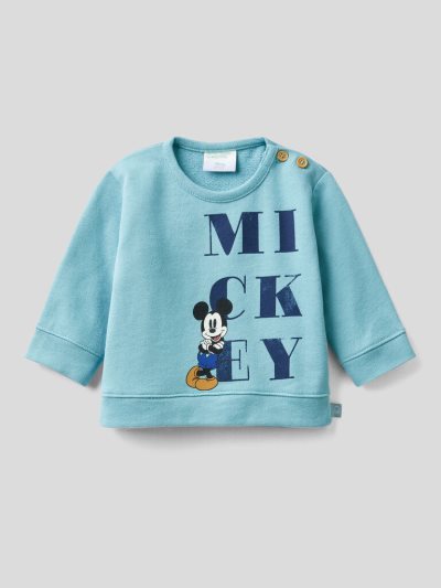 Kids' Benetton Mickey & Friends 100% Cotton Sweatshirt Light Blue | NZ865336
