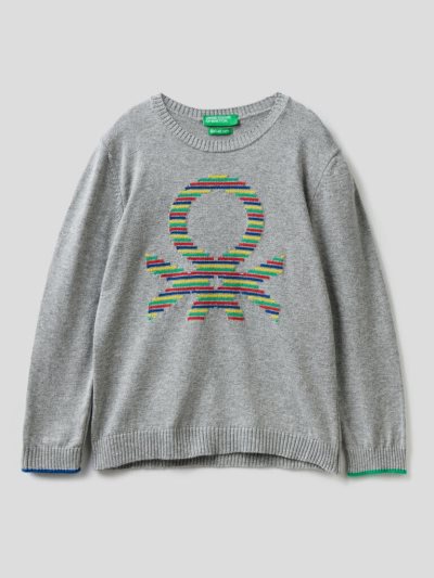 Kids' Benetton Multicolored Logo Sweaters Grey | NZ367820