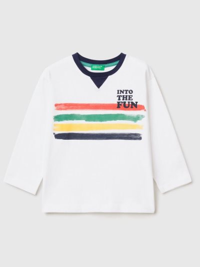 Kids' Benetton Multicolored Print Short Sleeve T-shirts White | NZ022926