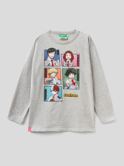 Kids' Benetton My Hero Academia Warm Cotton Long Sleeve T-shirts Grey | NZ279666