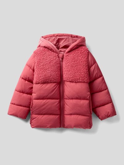 Kids' Benetton Nylon And Fur Padded Jackets Strawberry | NZ137432