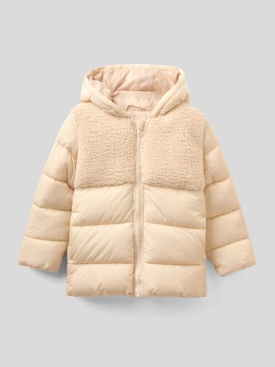 Kids' Benetton Nylon And Fur Padded Jackets Creamy White | NZ532401