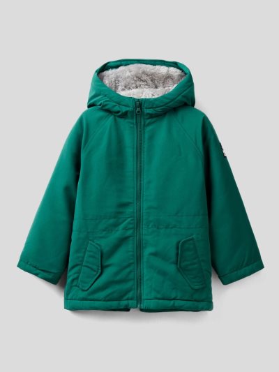 Kids' Benetton Nylon Padded Parka Coats Green | NZ013984