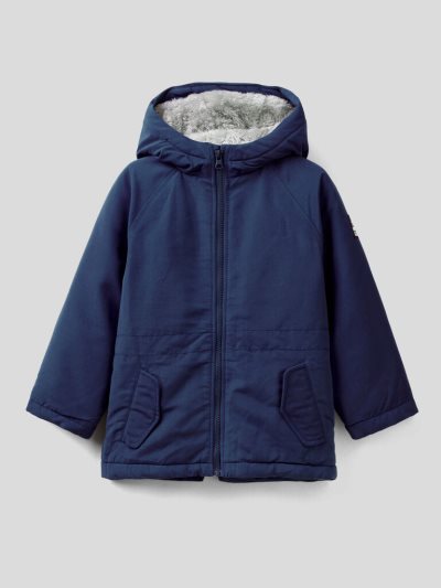 Kids' Benetton Nylon Padded Parka Coats Dark Blue | NZ536676