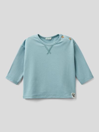 Kids' Benetton Organic Cotton And Viscose Bamboo T Shirts Light Blue | NZ162729