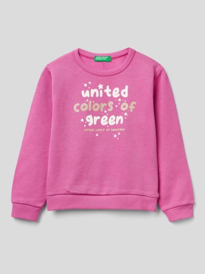 Kids' Benetton Organic Cotton Glittery Print Sweatshirt Cyclamen | NZ107361