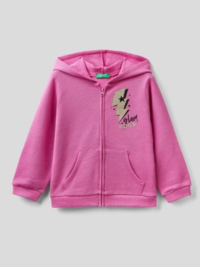 Kids' Benetton Organic Cotton Hooded Hoodie Cyclamen | NZ070044
