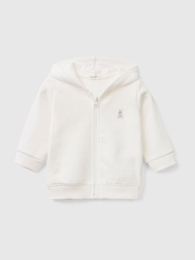 Kids' Benetton Organic Cotton Hooded Sweatshirt Creamy White | NZ011240