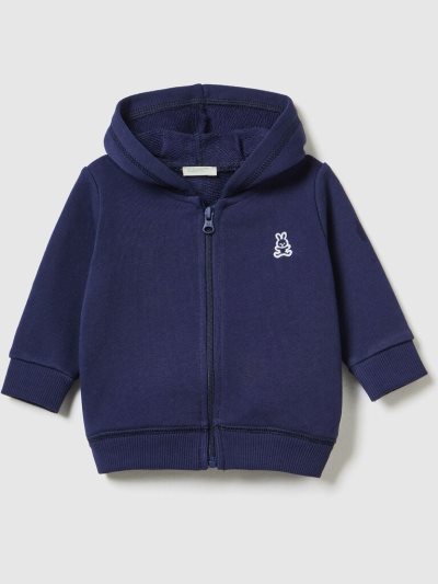 Kids' Benetton Organic Cotton Hooded Sweatshirt Dark Blue | NZ040325