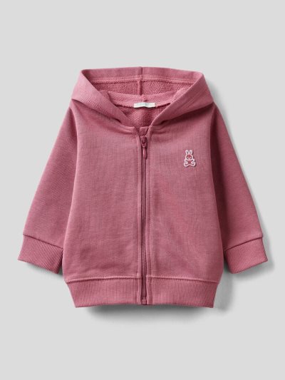 Kids' Benetton Organic Cotton Hooded Sweatshirt Dark Mauve | NZ393712