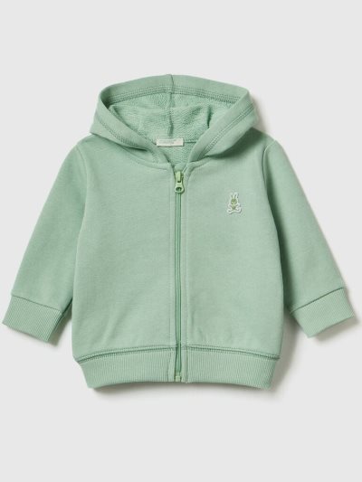 Kids' Benetton Organic Cotton Hooded Sweatshirt Light Green | NZ613958