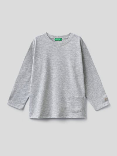 Kids' Benetton Organic Cotton Pocket Long Sleeve T-shirts Grey | NZ994893