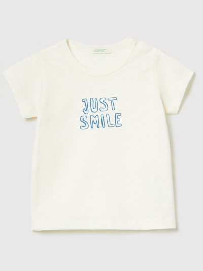 Kids' Benetton Organic Cotton Print T Shirts Creamy White | NZ048746