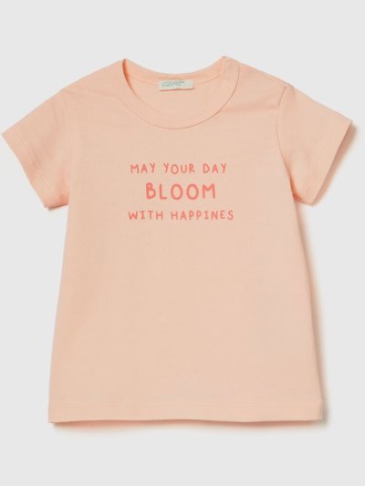 Kids' Benetton Organic Cotton Print T Shirts Soft Pink | NZ890381