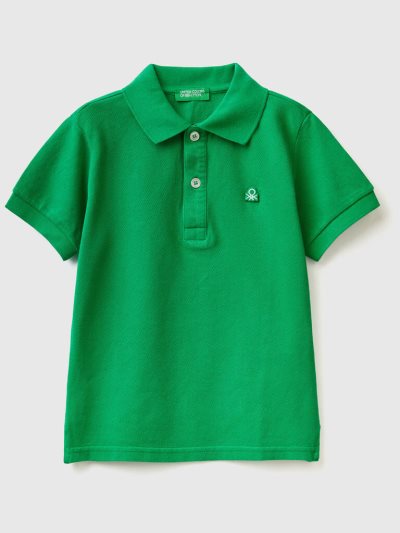 Kids' Benetton Organic Cotton Short Sleeve Polo Shirts Green | NZ160798