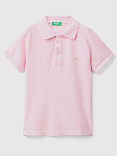 Kids' Benetton Organic Cotton Short Sleeve Polo Shirts Pink | NZ191997