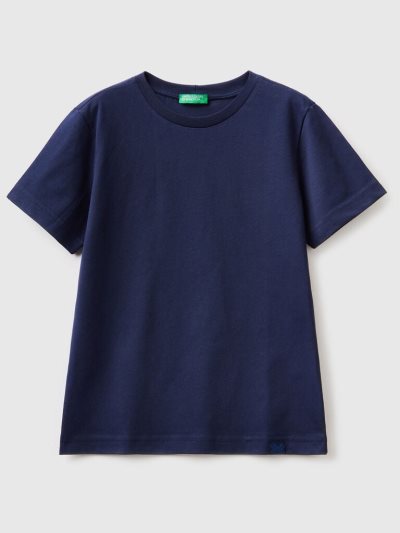 Kids' Benetton Organic Cotton Short Sleeve T-shirts Dark Blue | NZ223527