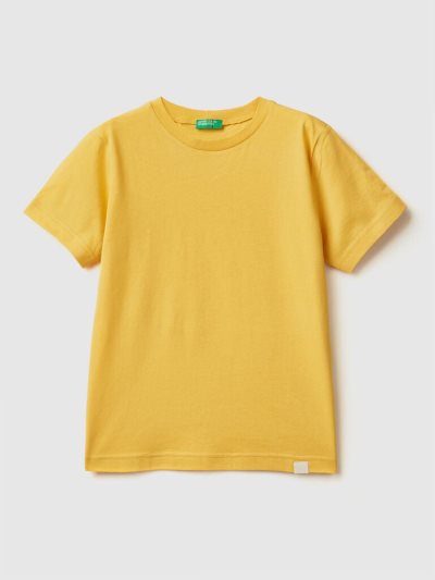 Kids' Benetton Organic Cotton Short Sleeve T-shirts Yellow | NZ277661