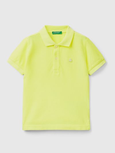 Kids' Benetton Organic Cotton Short Sleeve Polos Neon Yellow | NZ333806
