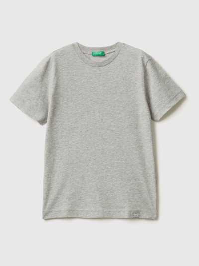 Kids' Benetton Organic Cotton Short Sleeve T-shirts Light Grey | NZ518406