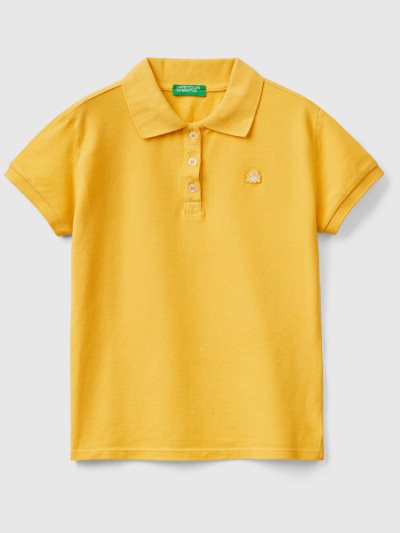 Kids' Benetton Organic Cotton Short Sleeve Polo Shirts Yellow | NZ769946