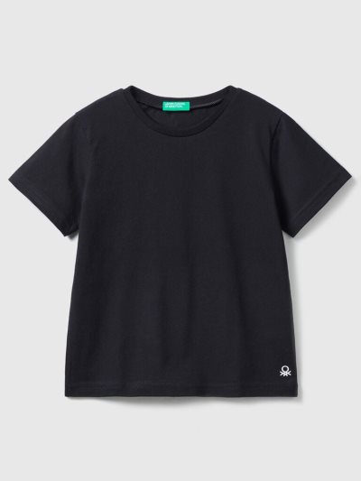 Kids' Benetton Organic Cotton Short Sleeve T-shirts Black | NZ795913