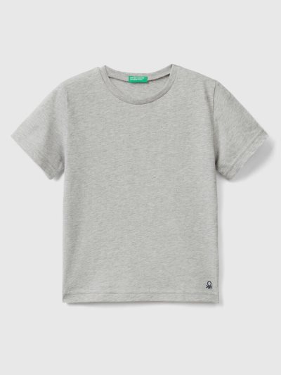 Kids' Benetton Organic Cotton Short Sleeve T-shirts Light Grey | NZ816185