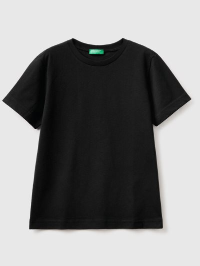 Kids' Benetton Organic Cotton Short Sleeve T-shirts Black | NZ829797