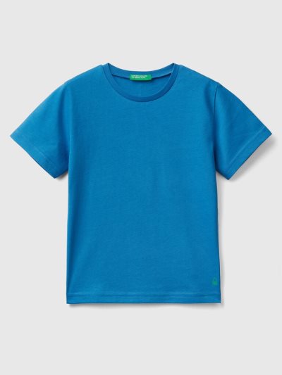 Kids' Benetton Organic Cotton Short Sleeve T-shirts Bright Blue | NZ844921