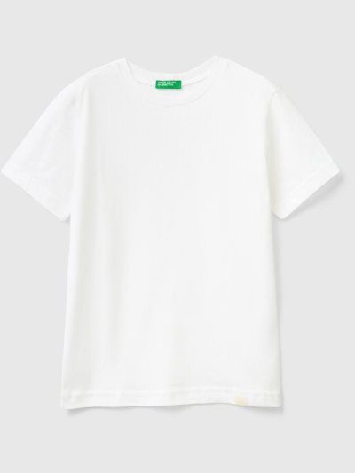 Kids' Benetton Organic Cotton Short Sleeve T-shirts White | NZ849821