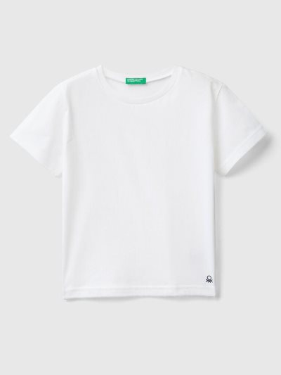 Kids' Benetton Organic Cotton Short Sleeve T-shirts White | NZ853368