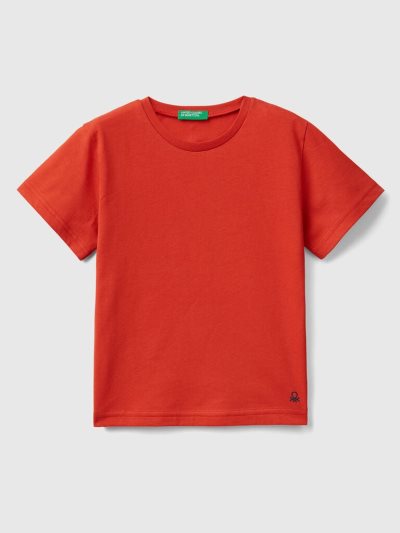 Kids' Benetton Organic Cotton Short Sleeve T-shirts Red | NZ934456
