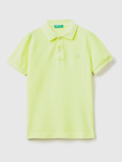 Kids' Benetton Organic Cotton Short Sleeve Polos Neon Yellow | NZ995007