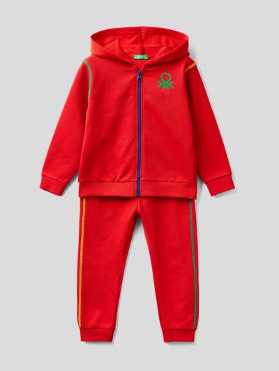 Kids' Benetton Organic Cotton Sweat Tracksuits Red | NZ016256