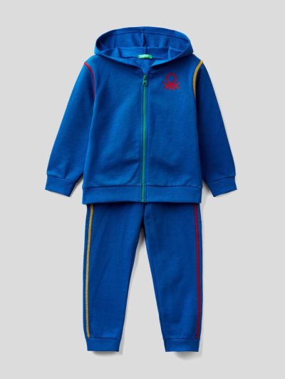 Kids' Benetton Organic Cotton Sweat Tracksuits Bright Blue | NZ476035