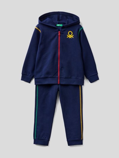 Kids' Benetton Organic Cotton Sweat Tracksuits Dark Blue | NZ572204