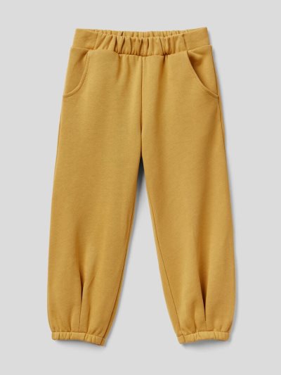Kids' Benetton Organic Cotton Sweatpants Mustard | NZ476565