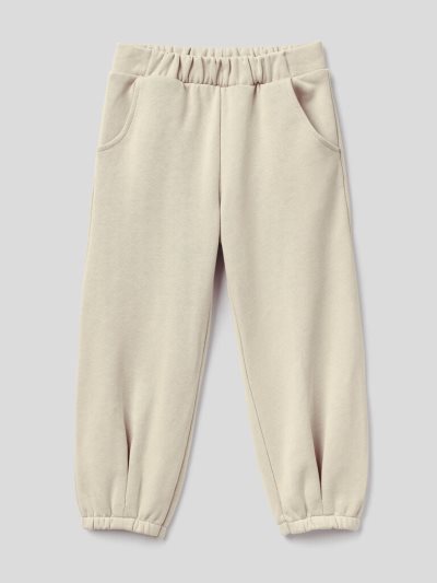 Kids' Benetton Organic Cotton Sweatpants Creamy White | NZ603219