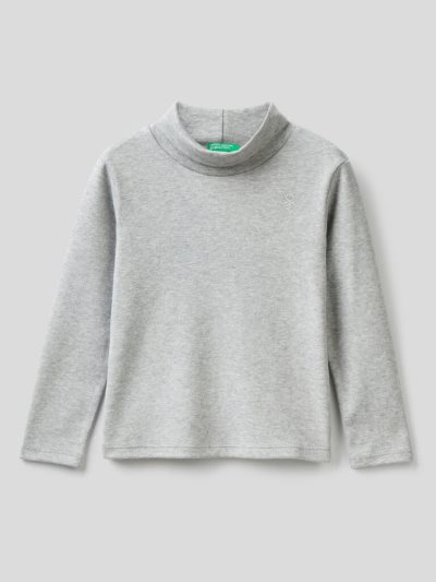 Kids' Benetton Organic Cotton Turtleneck Long Sleeve T-shirts Grey | NZ990879