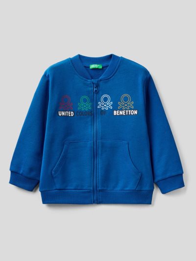 Kids' Benetton Organic Cotton Zip Sweatshirt Bright Blue | NZ226077