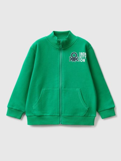 Kids' Benetton Organic Cotton Zip Sweatshirt Green | NZ271885