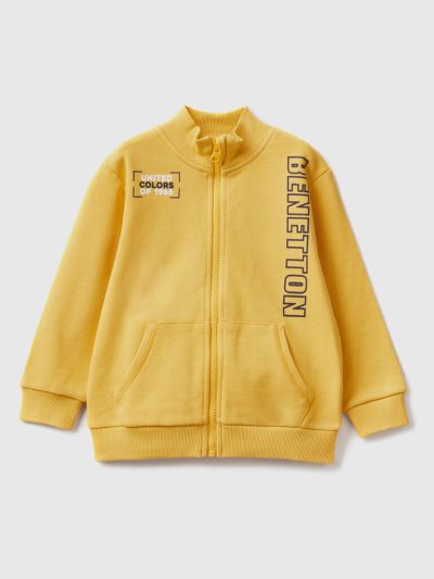 Kids' Benetton Organic Cotton Zip Sweatshirt Yellow | NZ412830