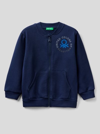 Kids' Benetton Organic Cotton Zip Sweatshirt Dark Blue | NZ571911