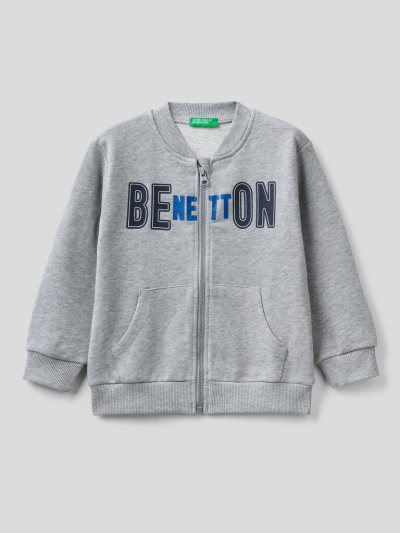 Kids' Benetton Organic Cotton Zip Sweatshirt Grey | NZ637078