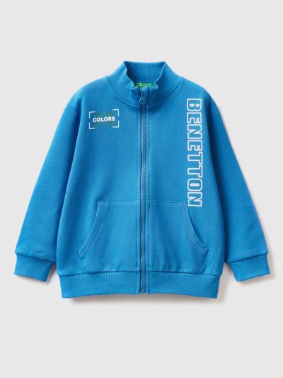 Kids' Benetton Organic Cotton Zip Sweatshirt Bright Blue | NZ720671
