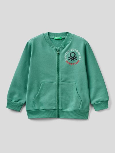 Kids' Benetton Organic Cotton Zip Sweatshirt Light Green | NZ724660