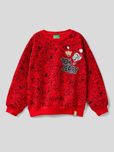 Kids' Benetton Oversized Tom & Jerry Sweatshirt Red | NZ563502